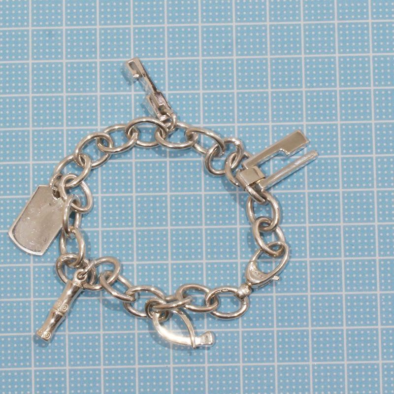 Gucci Multi Logo Motif Bracelet SV 925 Box B9856