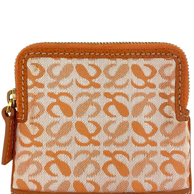 Loewe Coin Case Orange Anagram Coin Purse Canvas Leather Preowned