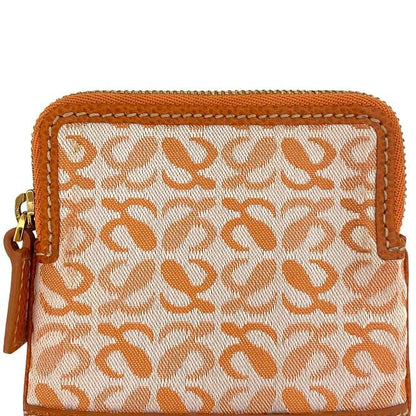 Loewe Coin Case Orange Anagram Coin Purse Canvas Leather Preowned