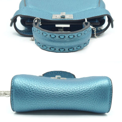 Fendi Nano P-cub-leather Mini Bag Pochette Pouch Blue Series 2WAY