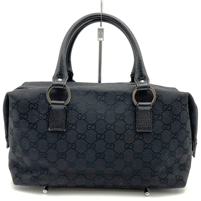 Gucci 113009 Handbag Black GG Canvas/leather Ladies Men Fashion Branded High