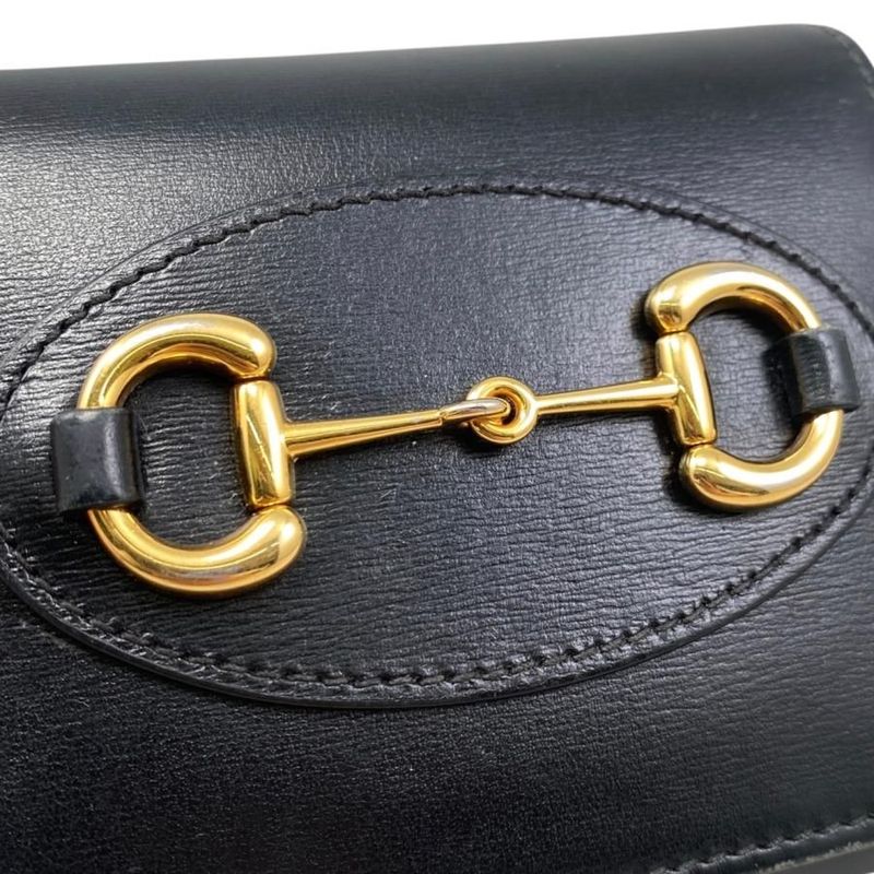 Gucci Bifold Wallet Horsebit 1955 Wallet 621891 Leather Black Gold Hardware
