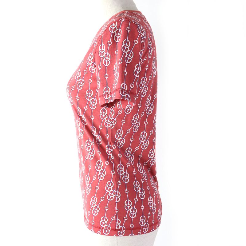 Hermes 22SS Cotton Allover Design Short-sleeved T-shirt Cut And Sewn Red 34