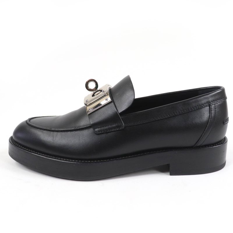 Hermes 2023 232075z Moccasin Hot Silver Hardware Kelly Buckle Leather Loafer