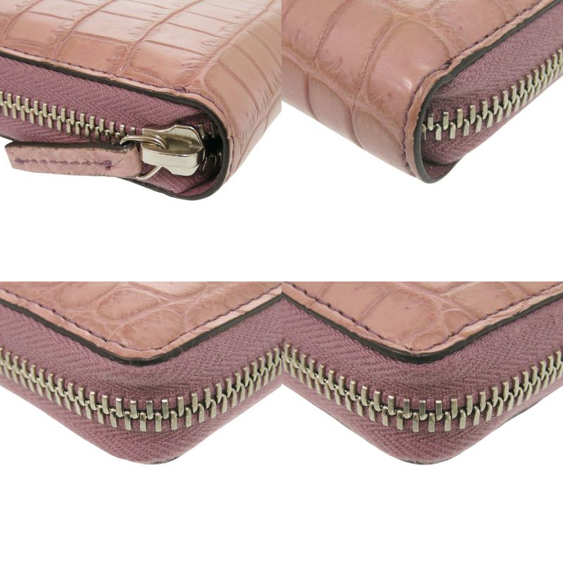 Gucci Round Zipper 374850 Matte Croc Purple Long Wallet Purple 1313 Gucci