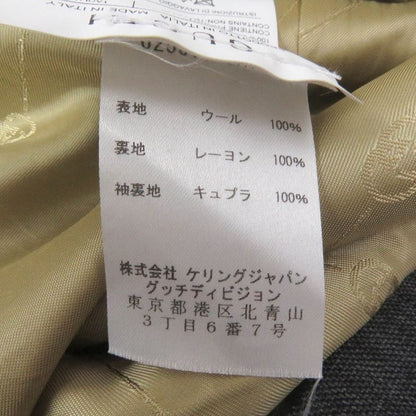 Gucci 625378 100% Wool Logo Patch Single Bleather Tailored Jacket Gray 50 Made