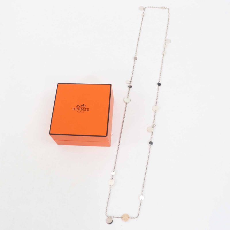 Hermes 2020 Confettis Confetti Long Necklace Sv925 Au750 Silver Gold With Box