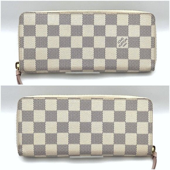 Louis Vuitton Damier Azur Clemence Zippy Wallet Rose Ballerine Pink
