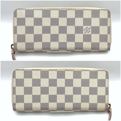 Louis Vuitton Damier Azur Clemence Zippy Wallet Rose Ballerine Pink