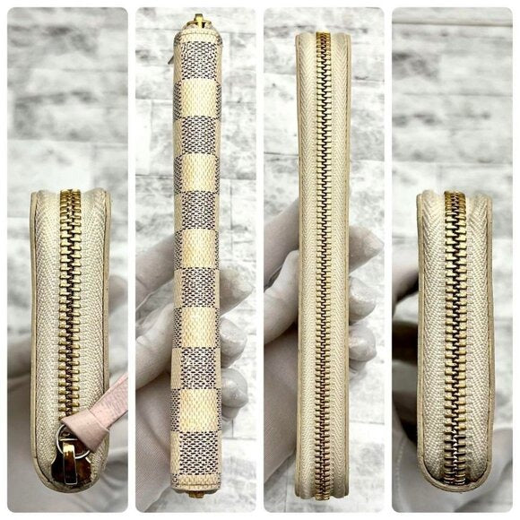 Louis Vuitton Damier Azur Clemence Zippy Wallet Rose Ballerine Pink