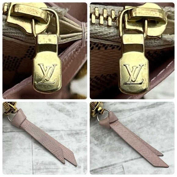 Louis Vuitton Damier Azur Clemence Zippy Wallet Rose Ballerine Pink