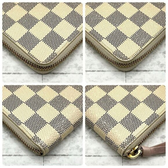 Louis Vuitton Damier Azur Clemence Zippy Wallet Rose Ballerine Pink