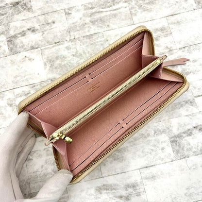 Louis Vuitton Damier Azur Clemence Zippy Wallet Rose Ballerine Pink