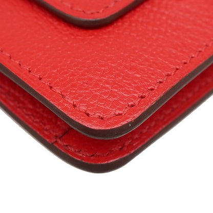 Hermes Bifold Wallet Lauris Luli Slim Chevre Rouge Coup Silver Hardware Red