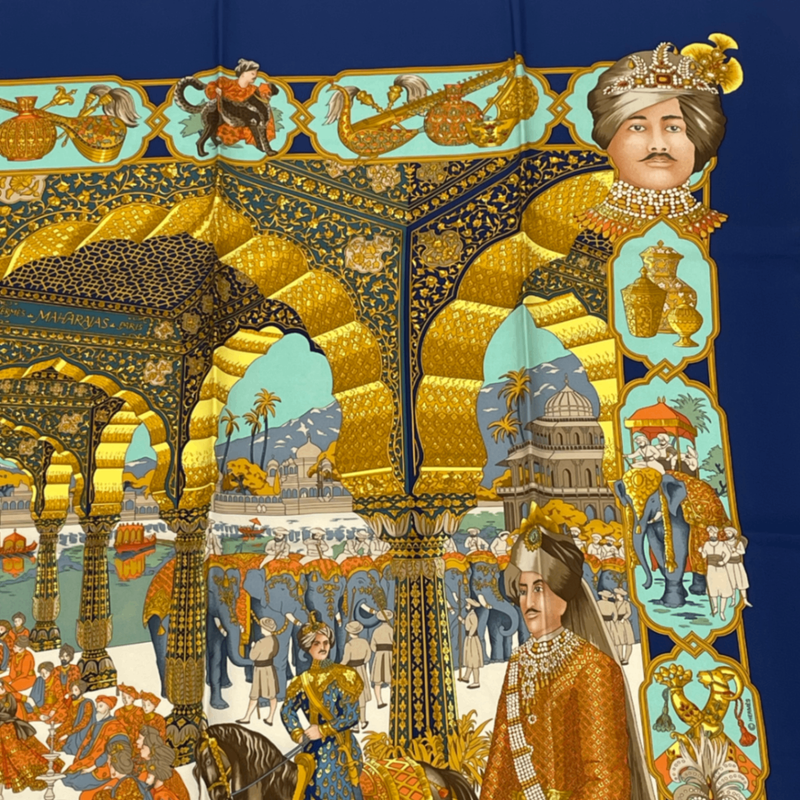 Hermes Scarf Carré 90 Maharajas 100% Silk Multicolor
