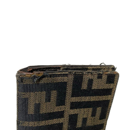 Fendi Long Wallet Zucca Pattern 8m0009 Beige And Black