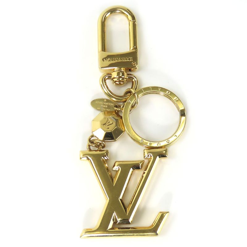 Louis Vuitton Key Holder LV Faceted M65216 Metal Gold Bag Charm Accessories