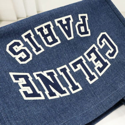 Celine Tote Shoulder Bag Large Cabas Denim Canvas Blue 196762ef707at