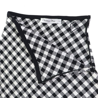 Christian DIOR 22 254j18am514 Gingham Checked Flared Skirt Black White 38 Made