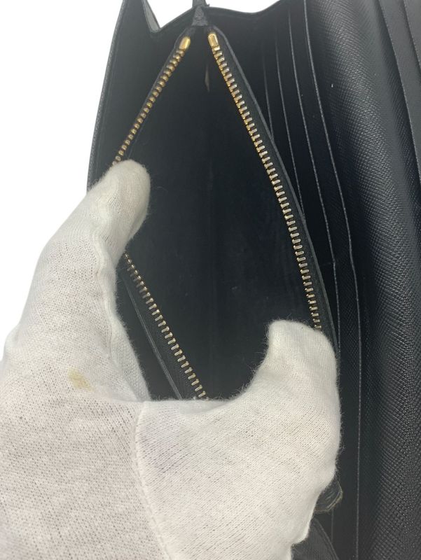 2589 Prada Bifold Long Wallet 1m1132 Saffiano Leather Ribbon Nero Black