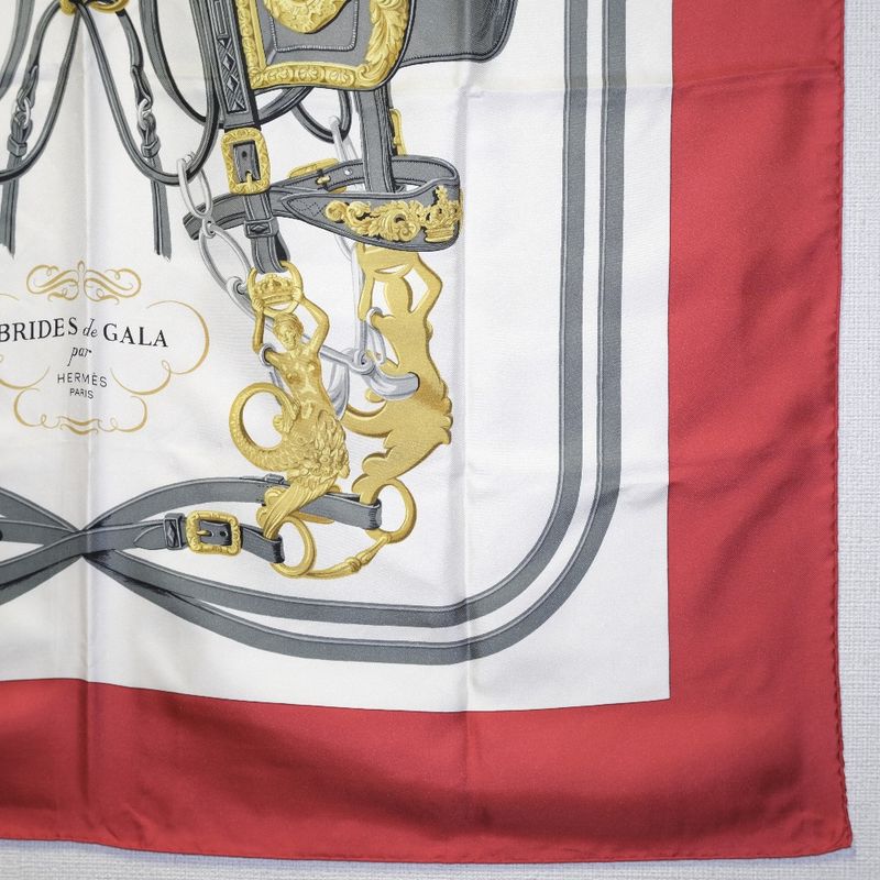 Hermes Carre 90 Brides De GALA Silk White Women's Scarf