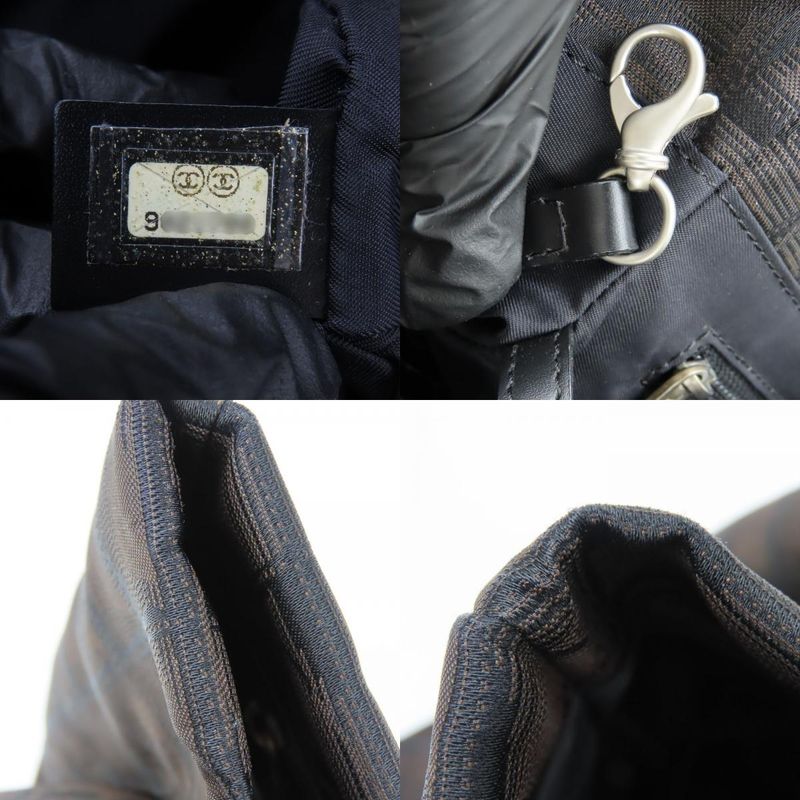 Chanel Tote Bag MM New Travel Line Jacquard Nylon Marron Silver Hardware