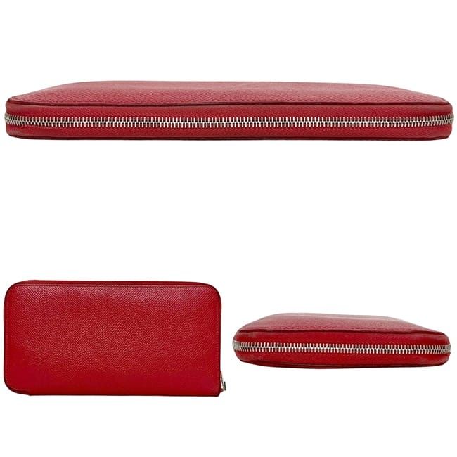 Hermes Round Zipper Long Wallet Azap Silk Quin Red