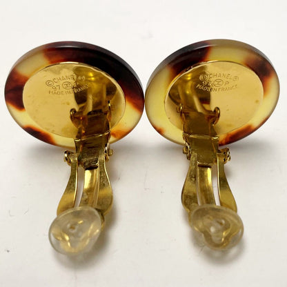 Chanel Coco Mark Circle Plated Tortoiseshell Pattern Engraved 97p Accessory