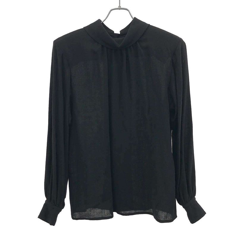 Yves Saint Laurent Wool Gather Top with Shoulder Pads Black M