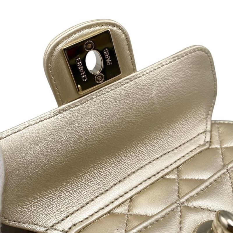 Chanel Shoulder Bag Heart Chain Ap2784 Matelasse Coco Mark Lambskin Metallic