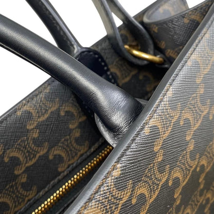 Celine Tote Shoulder Bag Medium Vertical Cabas 194432 Triomphe Black Brown