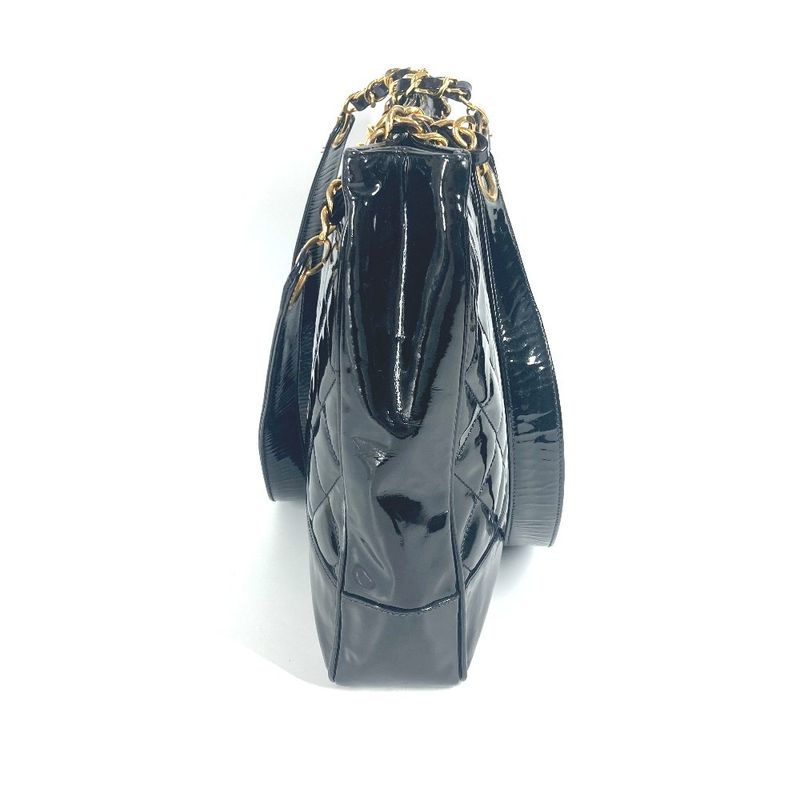 Chanel Shoulder Bag Quilted Enamel Black