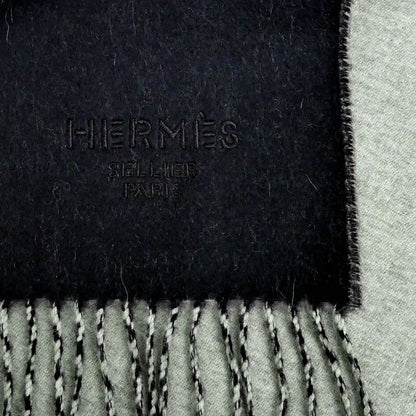 Hermes Muffler - Shawl Double Face Black Beige Cine Cashmere 100%