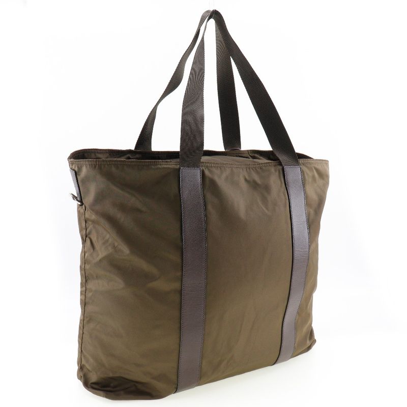 Prada Nylon Khaki Unisex Boston Bag