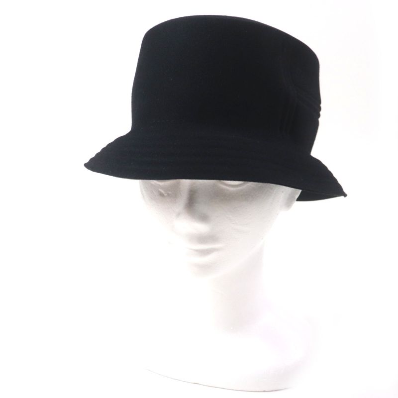 Hermes Dalton 100% Wool Chevron H Felt Hat Black 59 With Box And Storage Bag