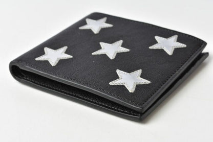 Saint Laurent Wallet YSL Saint Laurent Men's Foldable Wallet Star Leather Black