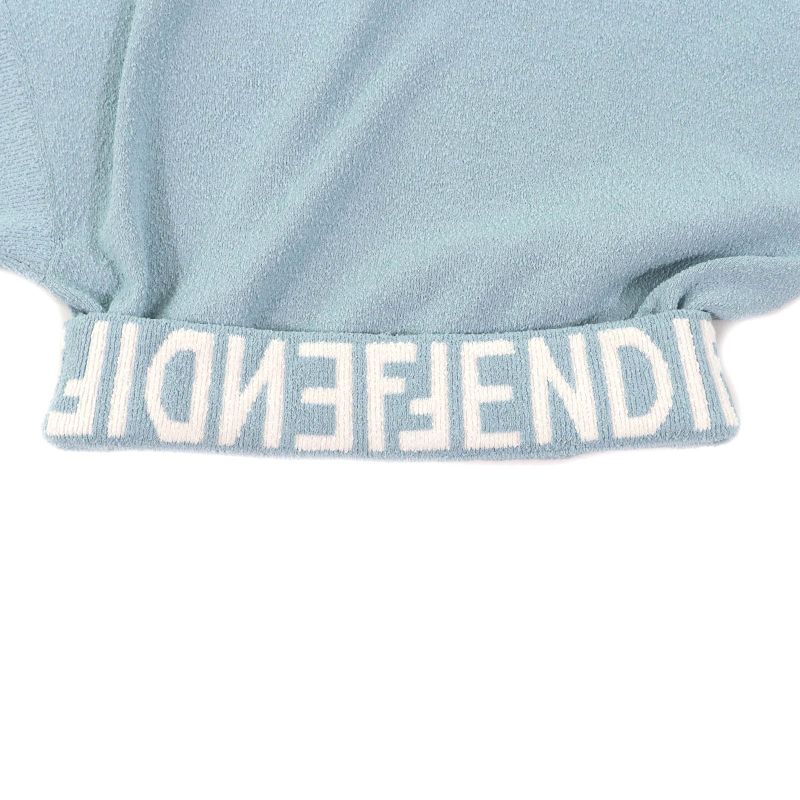 Fendi 2023 Fzxb23 Logo Design Asymmetrical Draped Knit Blue 36 Storage With Bag