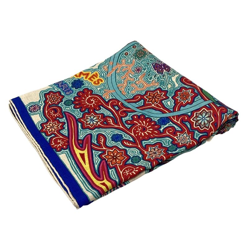 Hermes Stole (shawl) Carre Geant/shawl Carre 140 Blue×multi L'arbre Du Vent