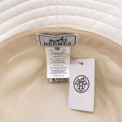 Hermes Hat Bucket Hat Harper Emile Size 58 Cotton White Navy Hermes