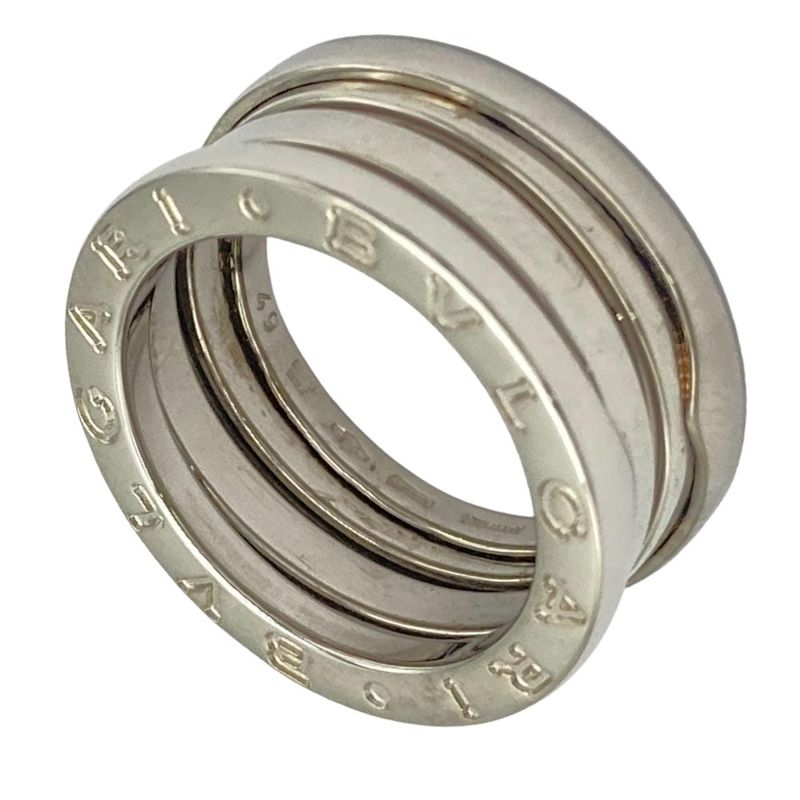 Bulgari Bvlgari B-zero1 2 Band Ring #49 18K White Gold 84g White Togo Old