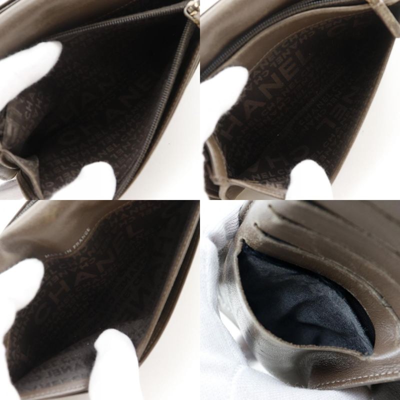 Chanel Coco Patent Leather Bronze Women's Long Wallet