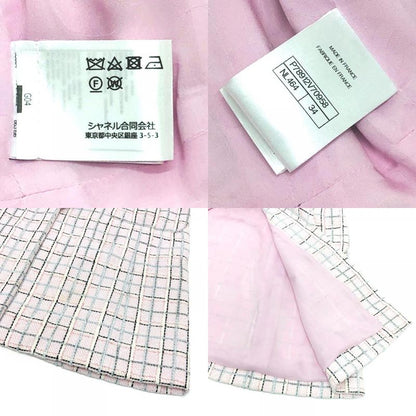 Chanel Jacket P78912v Tweed Pink Dress Buttown Down Pastel White