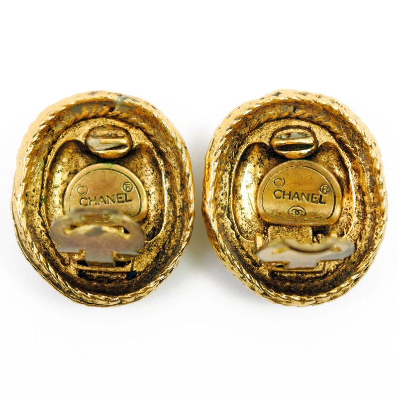 Chanel Coco Mark Vintage Gold Plated Ladies 15.8g Earrings