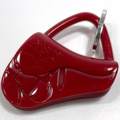 Christian Dior Key Ring Red Silver Excellent Condition Plastic