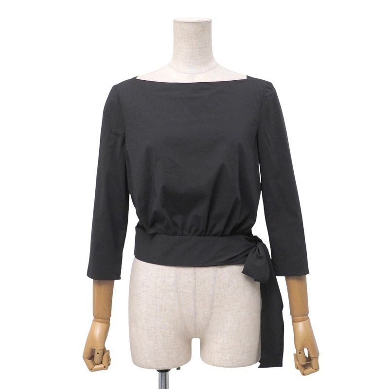 Prada Blouse Size 40 Belted Cubic Sleeve Shirt Black 20251009 Ra6259