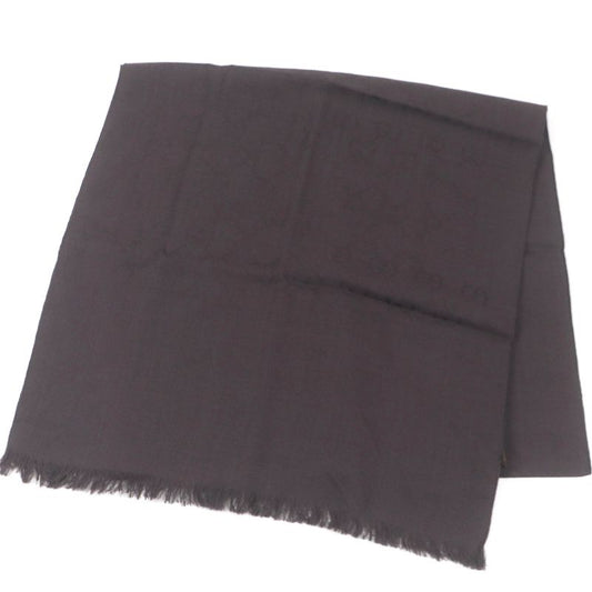 Gucci 165904 Wool Silk GG Logo Jacquard Allover Fringe Scarf Brown Made In