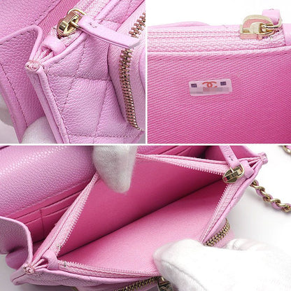 Chanel Affinity Matelasse Chain Wallet In Pink