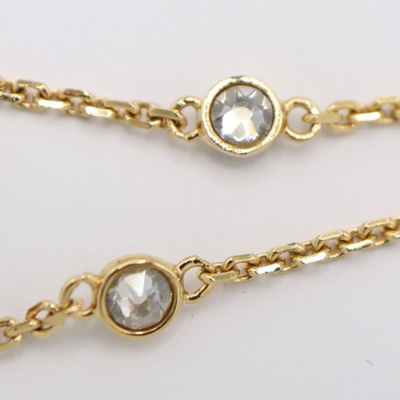 Christian DIOR Necklace CD Logo Faux Pearl Approx 4.3g Gold Color Accessory