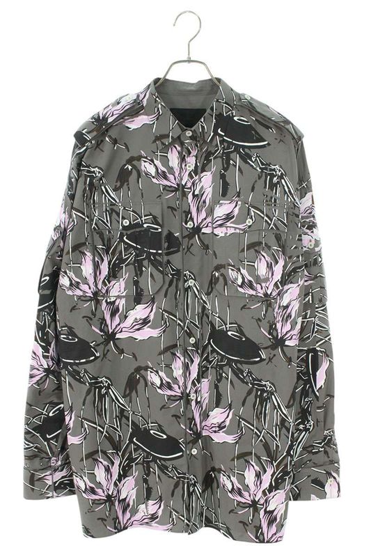 Prada 24SS Sc766 Print Design Oversized Long Sleeve Shirt Men's M