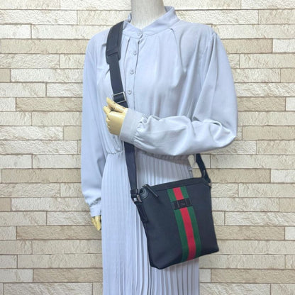 Gucci Sherry Line Shoulder Bag Canvas 631195 Black Men's Gucci Preowned Gucci